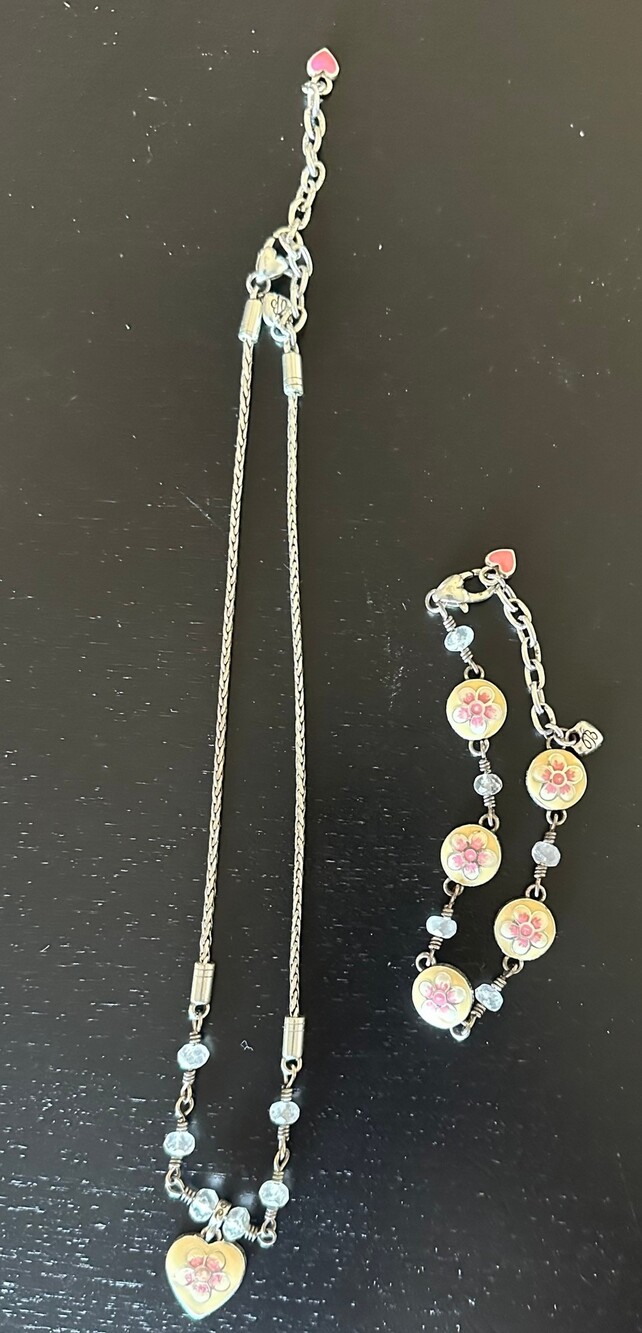 Brighton Spring Fever Pink Cream Beaded Pendant Necklace and matching bracelet